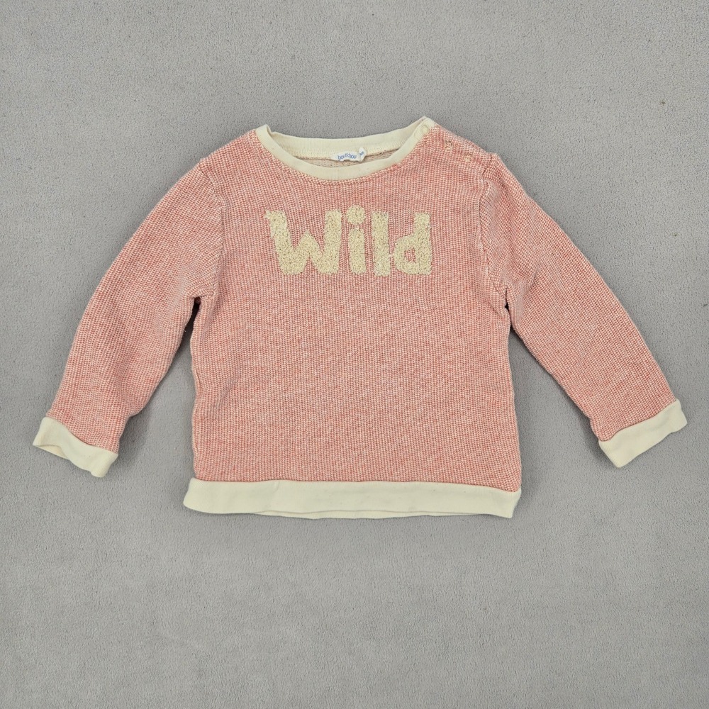 Bout'chou Toddler 24M Sweatshirt Wild Boucle Patch Coral Pink Textured Knit